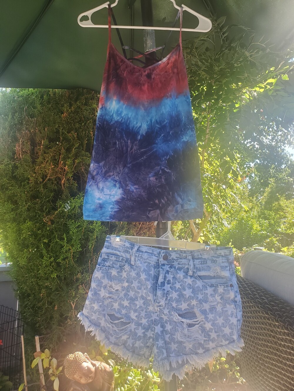 Star Spangled Shorts And Tie Dye Tank